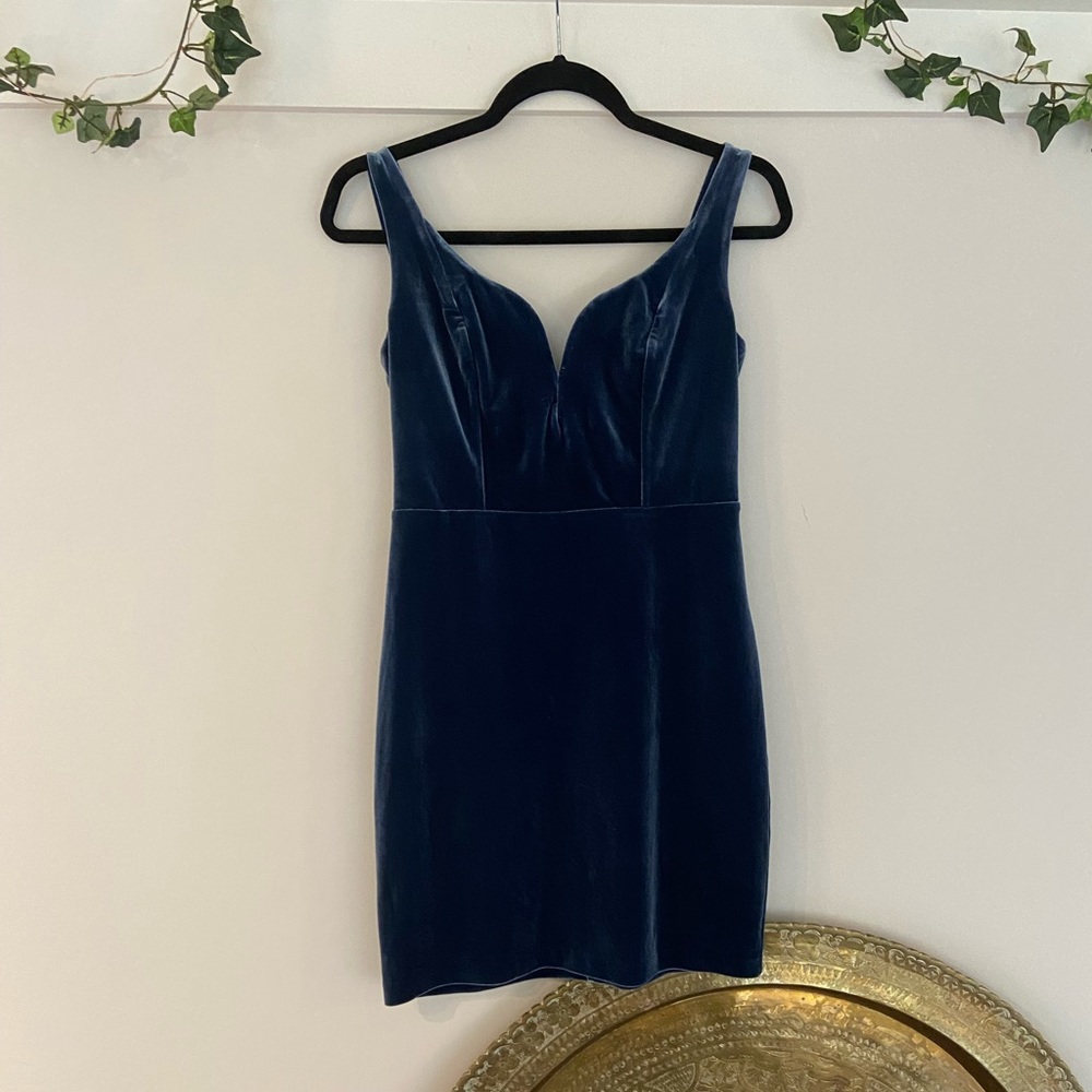 EXPRESS Blue Velvet Structured Dress